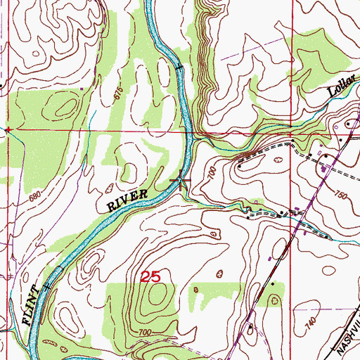 Topographic Map of Burdine Branch, AL