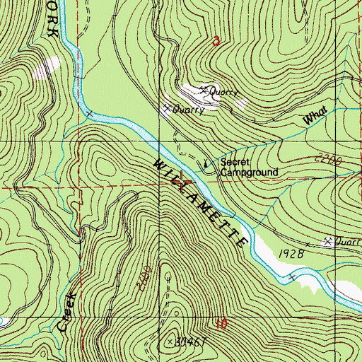 Topographic Map of What Creek, OR