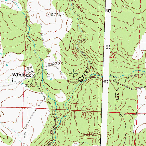 Topographic Map of Wheeler Creek, OR