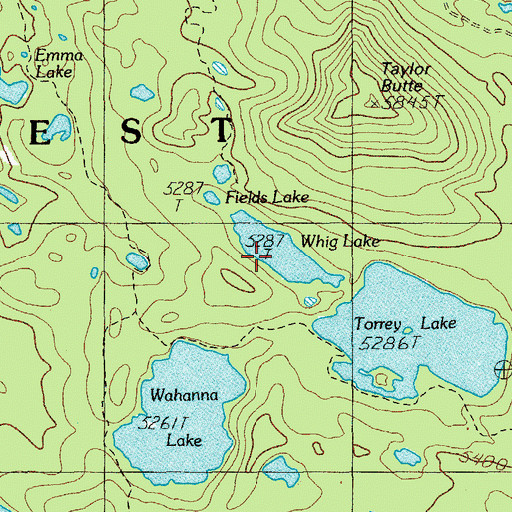 Topographic Map of Whig Lake, OR