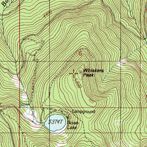 Topographic Map of Whiskers Peak, OR