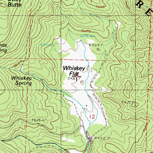 Topographic Map of Whiskey Flat, OR