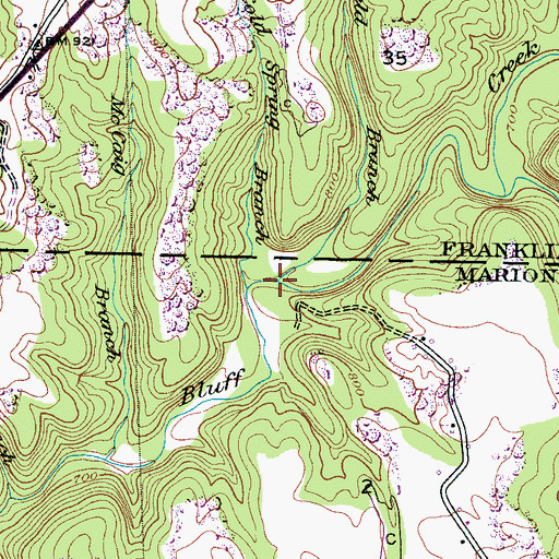 Topographic Map of Burfield Branch, AL