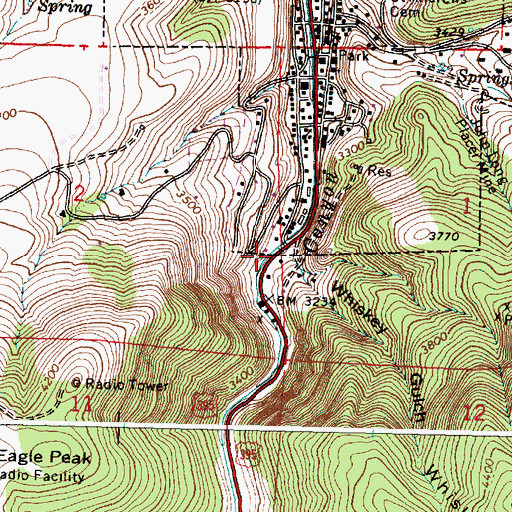 Topographic Map of Whiskey Gulch, OR