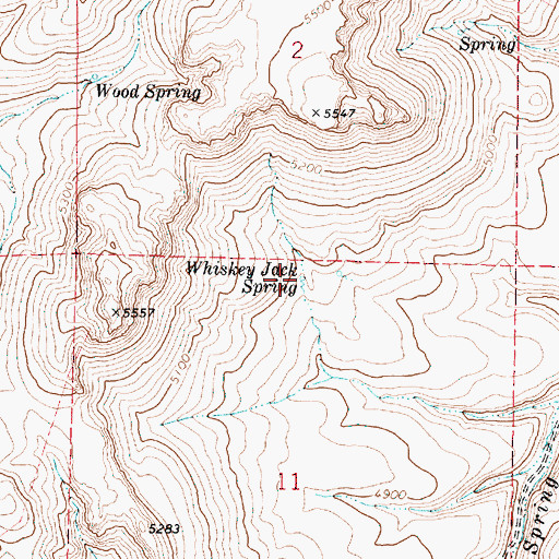 Topographic Map of Whiskey Jack Spring, OR