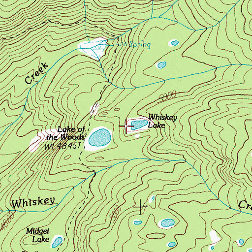 Topographic Map of Whiskey Lake, OR