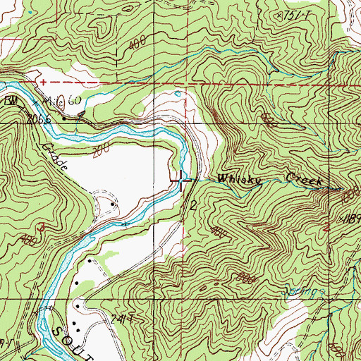 Topographic Map of Whisky Creek, OR