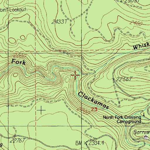Topographic Map of Whisky Creek, OR