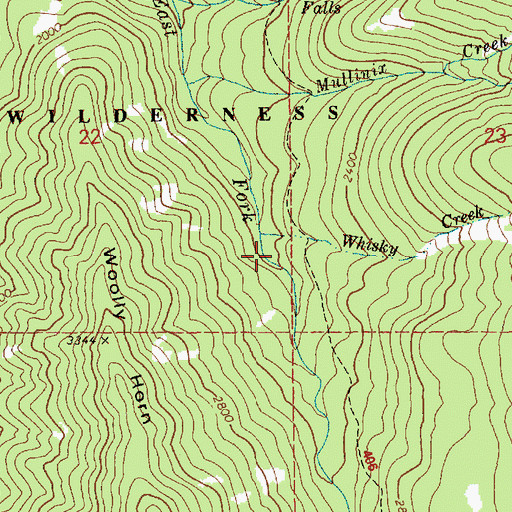 Topographic Map of Whisky Creek, OR