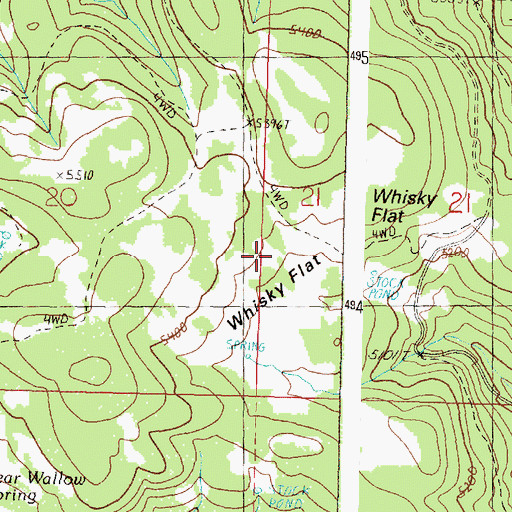 Topographic Map of Whisky Flat, OR