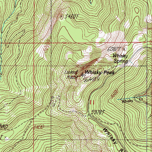 Topographic Map of Whisky Peak, OR