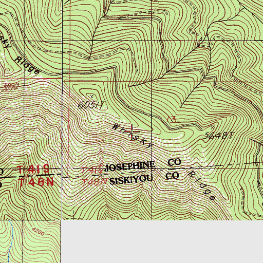 Topographic Map of Whisky Ridge, OR