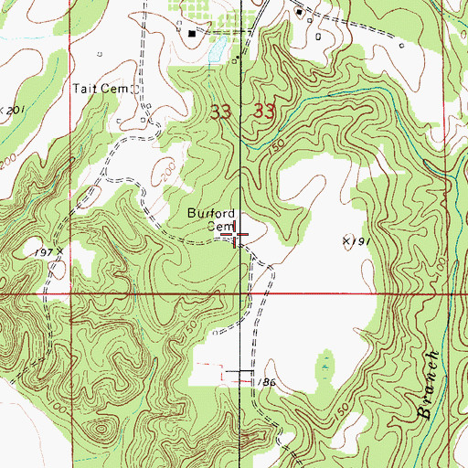 Topographic Map of Burford Cemetery, AL