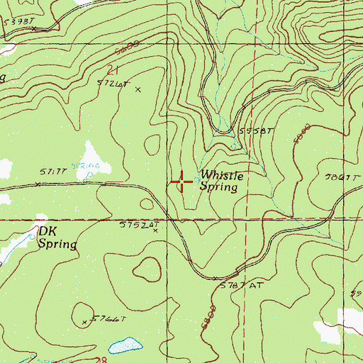 Topographic Map of Whistle Spring, OR