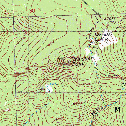 Topographic Map of Whistler Point, OR