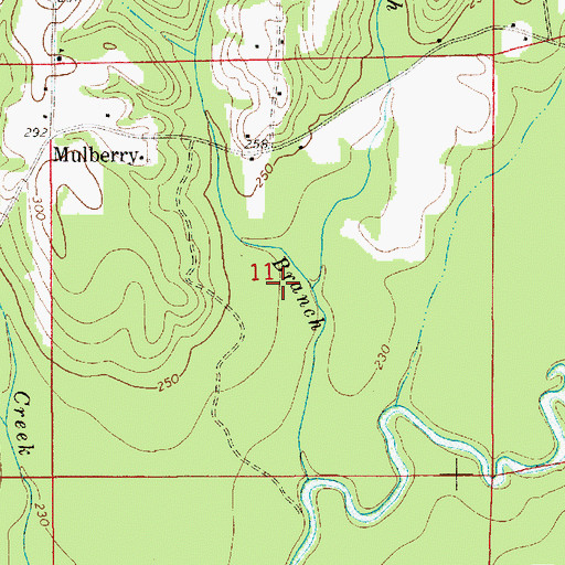 Topographic Map of Burgan Branch, AL