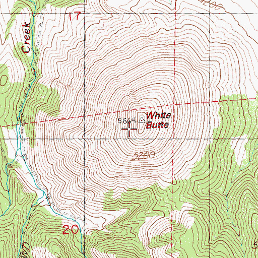 Topographic Map of White Butte, OR