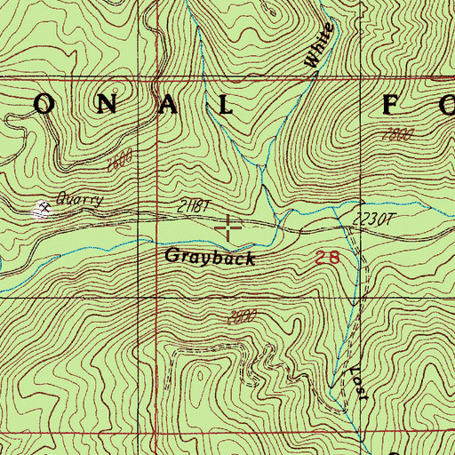 Topographic Map of White Rock Creek, OR