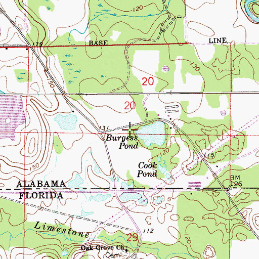 Topographic Map of Burgess Pond, AL