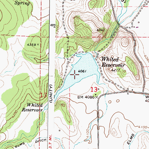 Topographic Map of Whited Reservoir, OR