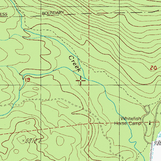 Topographic Map of Whitefish Creek, OR