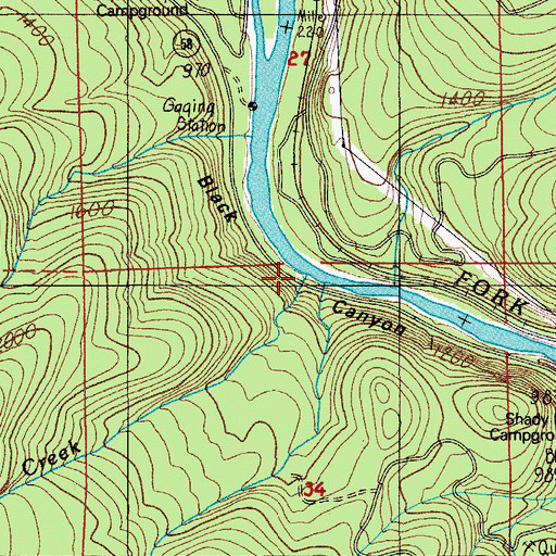 Topographic Map of Whitehead Creek, OR