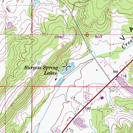 Topographic Map of Burgess Spring Lakes, AL