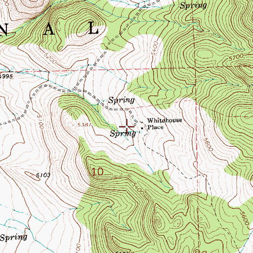 Topographic Map of Whitehouse Place, OR