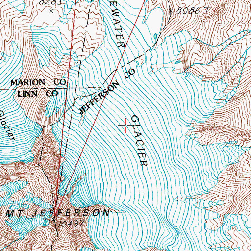 Topographic Map of Whitewater Glacier, OR