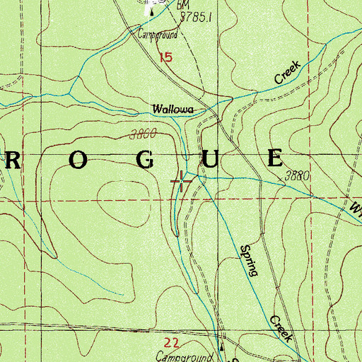 Topographic Map of Whitman Creek, OR