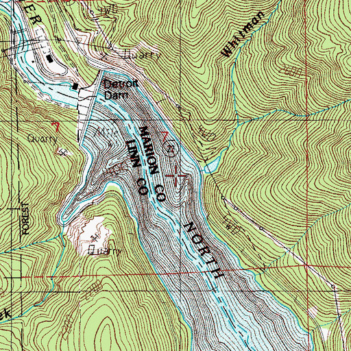 Topographic Map of Whitman Creek, OR