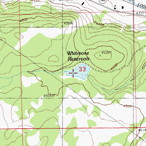 Topographic Map of Whitmore Reservoir, OR