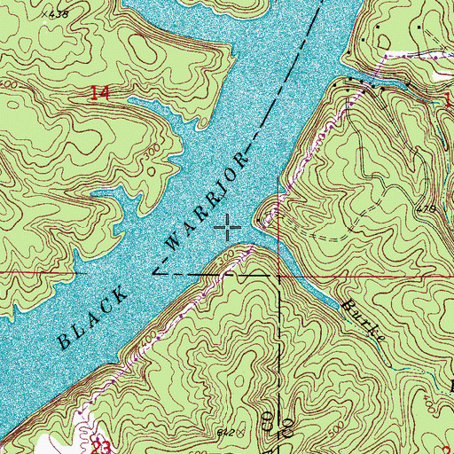 Topographic Map of Burke Branch, AL