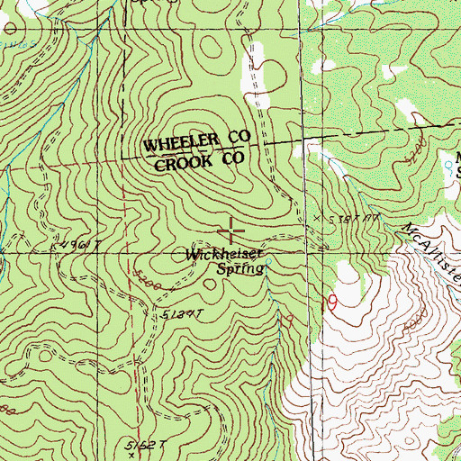 Topographic Map of Wickheiser Spring, OR