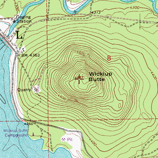 Topographic Map of Wickiup Butte, OR