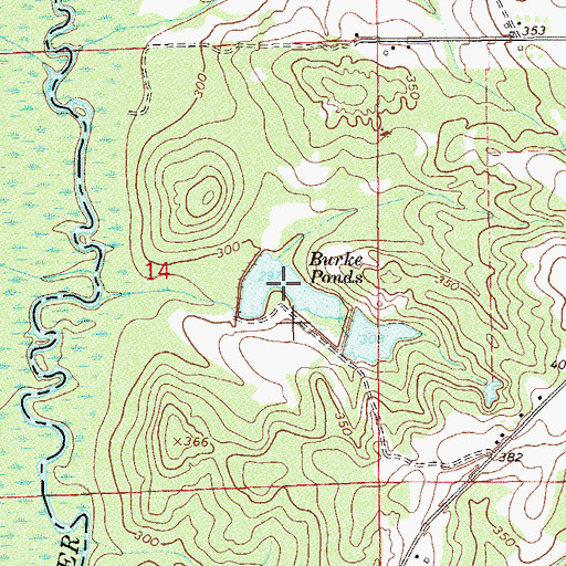 Topographic Map of Burke Ponds, AL