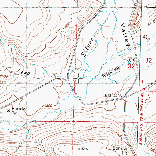 Topographic Map of Wickiup Creek, OR