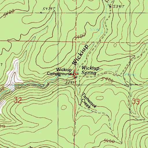 Topographic Map of Wickiup Spring, OR