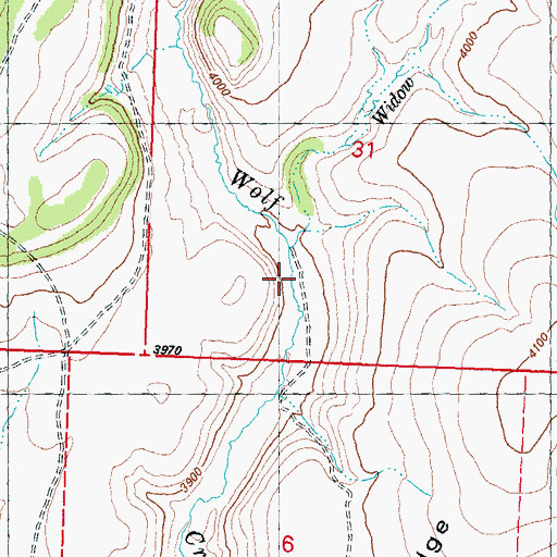 Topographic Map of Widow Creek, OR