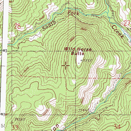 Topographic Map of Wild Horse Butte, OR