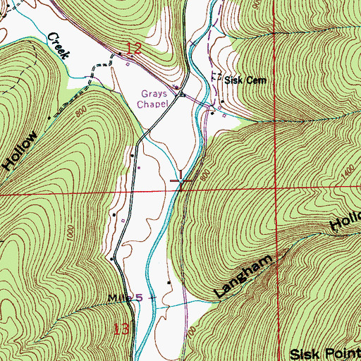 Topographic Map of Burks Creek, AL