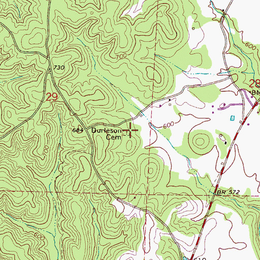 Topographic Map of Burleson Cemetery, AL