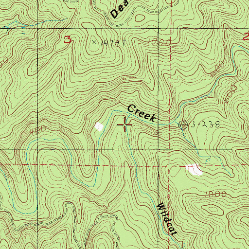 Topographic Map of Wildcat Creek, OR