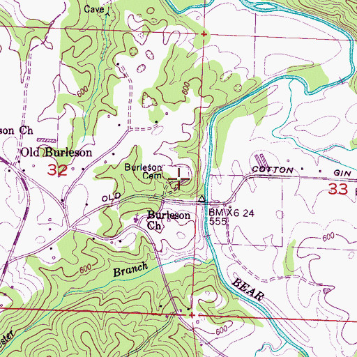 Topographic Map of Burleson Cemetery, AL