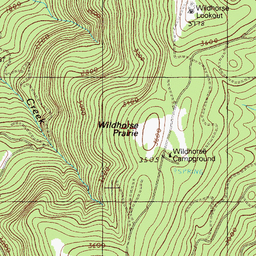Topographic Map of Wildhorse Prairie, OR
