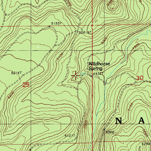 Topographic Map of Wildhorse Spring, OR
