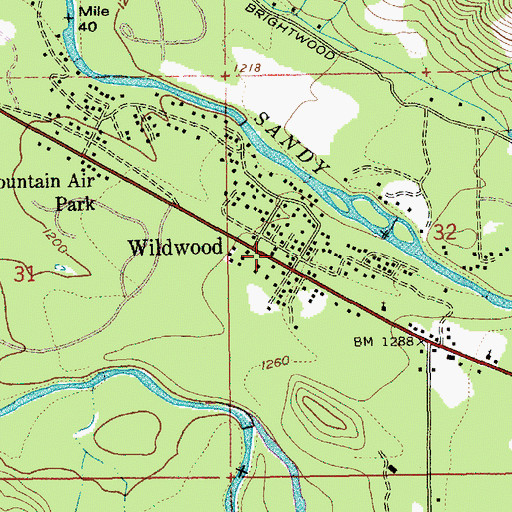 Topographic Map of Wildwood, OR
