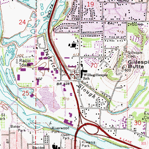 Topographic Map of Willagillespie Elementary School, OR