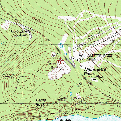 Topographic Map of Willamette Pass, OR