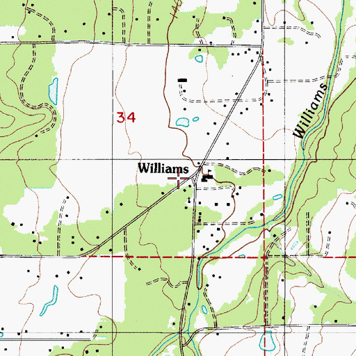 Topographic Map of Williams, OR